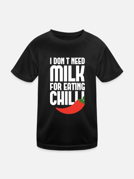 Milch vs Chili - Kinder Funktions-T-Shirt - Schwarz - Vorne