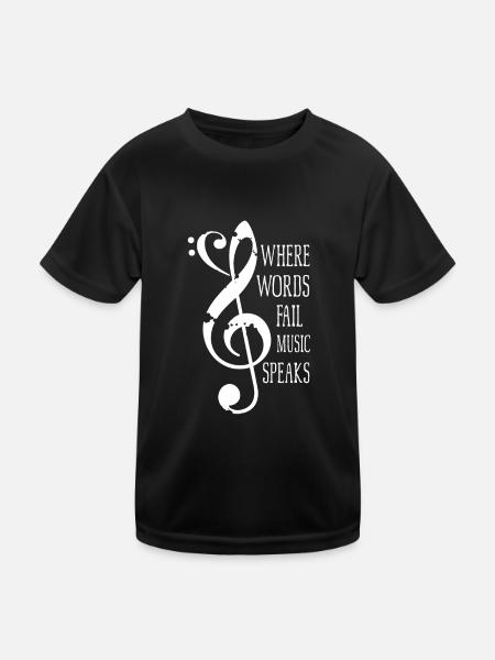 I love Music - Kinder Funktions-T-Shirt - Schwarz - Vorne
