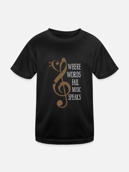 I love Music - Kinder Funktions-T-Shirt - Schwarz - Vorne