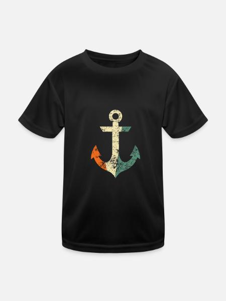 Anker - Kinder Funktions-T-Shirt - Schwarz - Vorne