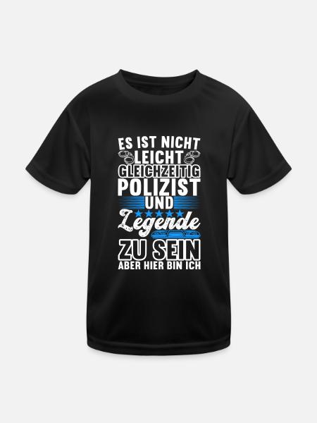 Polizei Polizist - Kinder Funktions-T-Shirt - Schwarz - Vorne