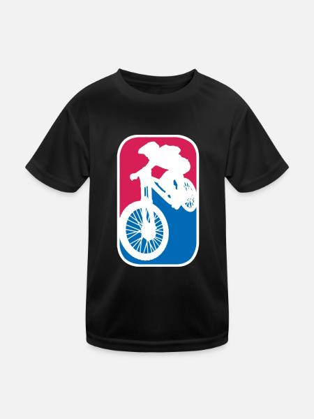 Mountainbike Downhill Fahrrad mtb logo Geschenk - Kinder Funktions-T-Shirt - Schwarz - Vorne