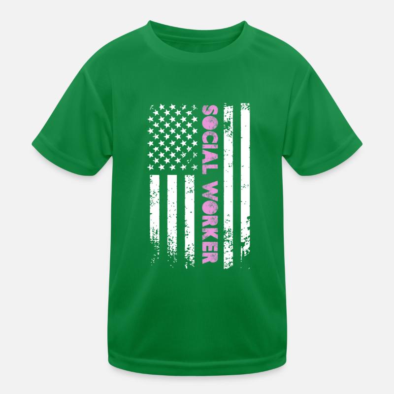 Social Worker American Flag Kids Functional T-Shirt