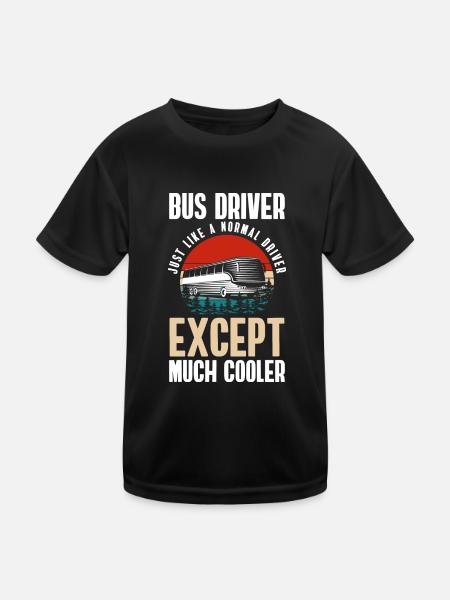 Driver Omnibus Work Transport - Kids Functional T-Shirt - black - Front