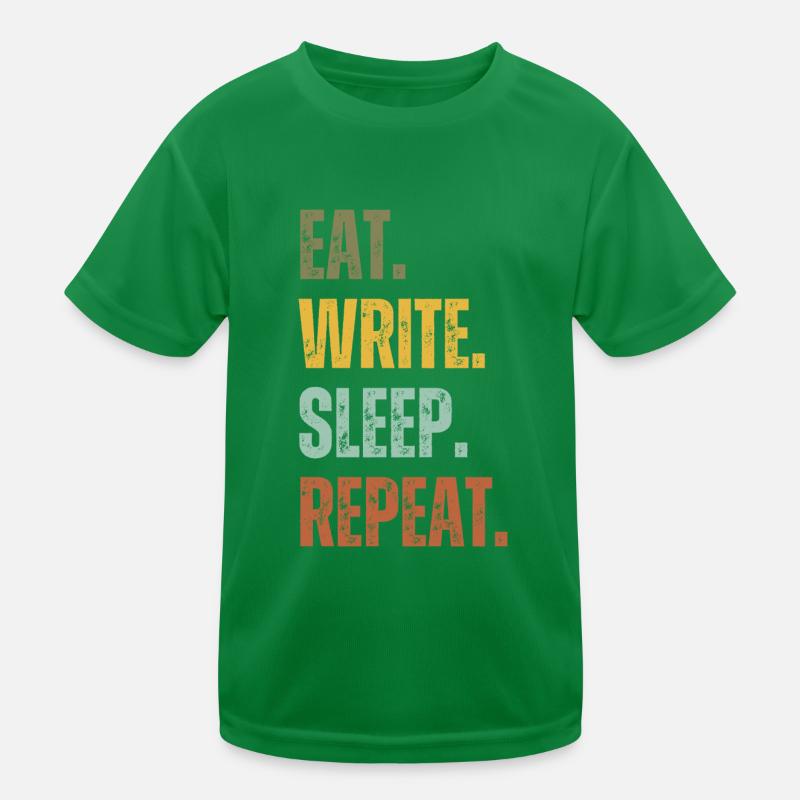 EAT WRITE SLEEP REPEAT Kids Functional T-Shirt