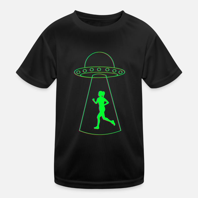 Ufo und Joggerin Kinder Funktions-T-Shirt