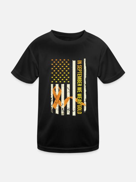 Cancer infantile En septembre, nous portons de l’or - T-shirt sport Enfant - noir - Devant