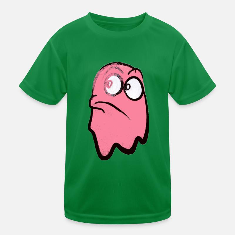 Lustig grimmig blickender Geist in Rosa Kinder Funktions-T-Shirt