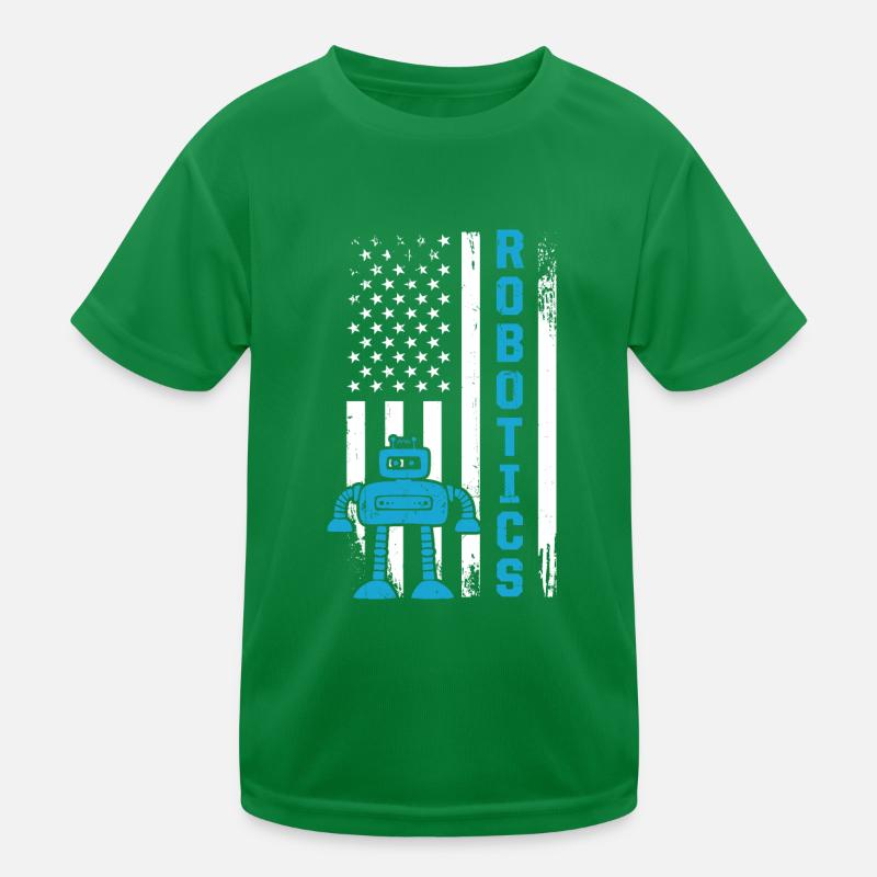 Robotique Drapeau Américain USA Droid Builder 4ème De Ju T-shirt sport Enfant