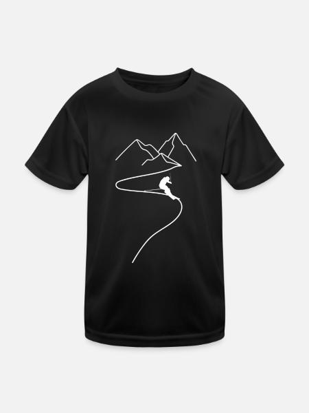 Ski fahren Ski Motiv für Schi Fahrer Schifahrer - Kinder Funktions-T-Shirt - Schwarz - Vorne
