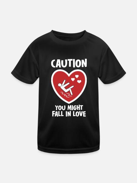 Caution You Might Fall In Love - Kids Functional T-Shirt - black - Front