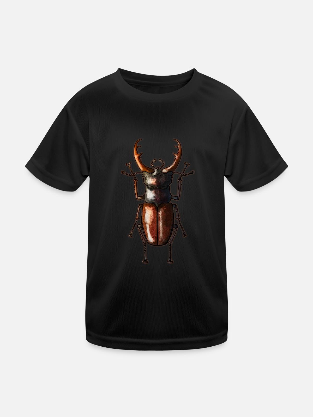 Hirschkäfer - Kinder Funktions-T-Shirt - Schwarz - Vorne