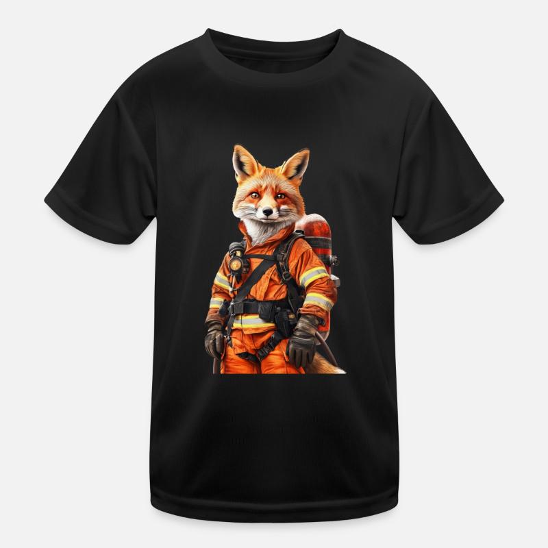 Fuchs - Kinder Funktions-T-Shirt - Schwarz
