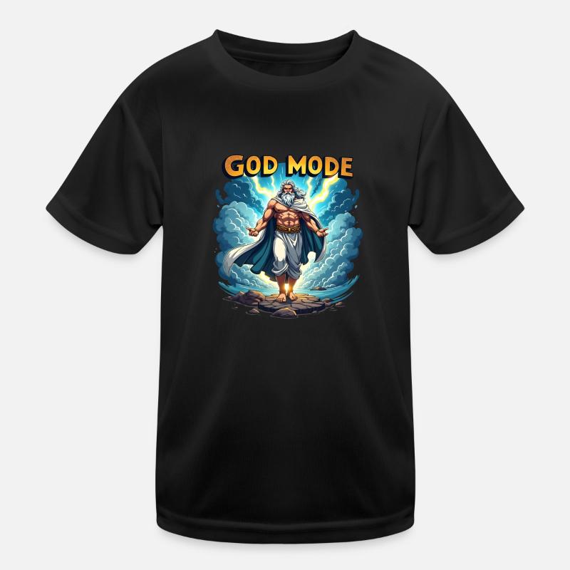 God Mode - Zeus in the Clouds Kids Functional T-Shirt