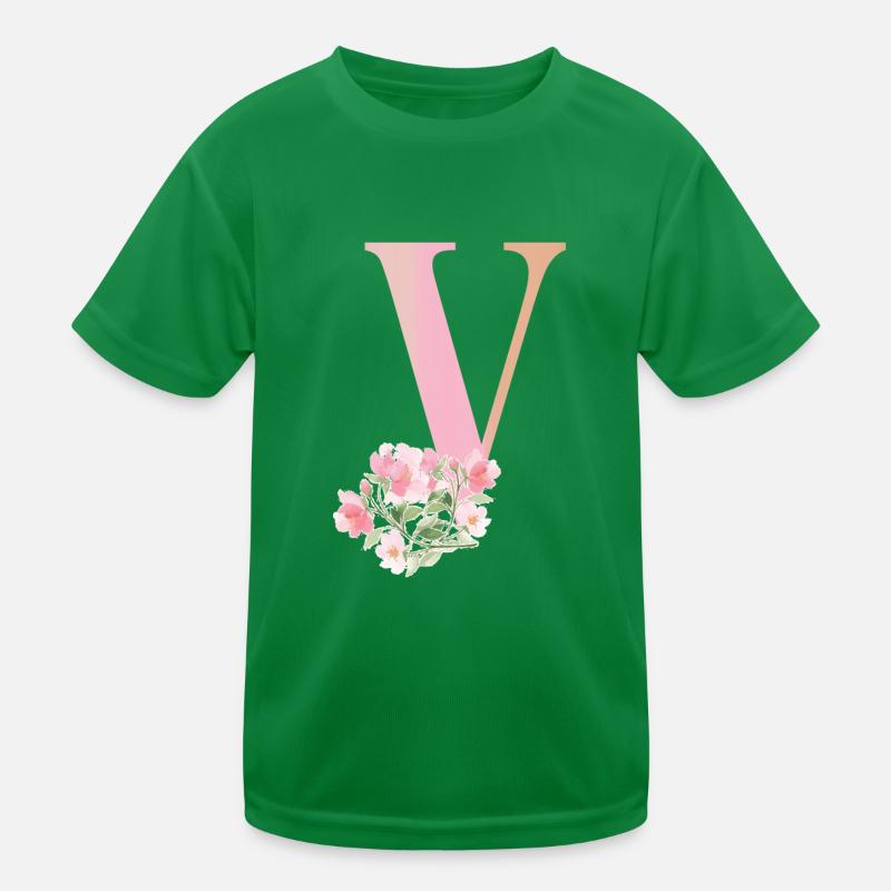 Lettre V avec des fleurs T-shirt sport Enfant