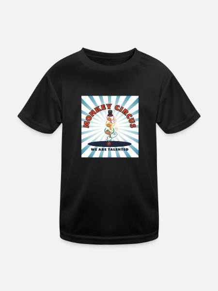 Monkey Circus / Affenzirkus - blau weiß - Kinder Funktions-T-Shirt - Schwarz