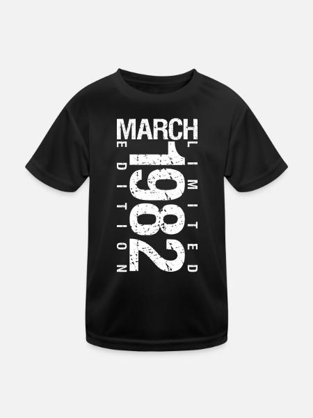 März 1982 März Jahrestag März 1982 - Kinder Funktions-T-Shirt - Schwarz - Vorne