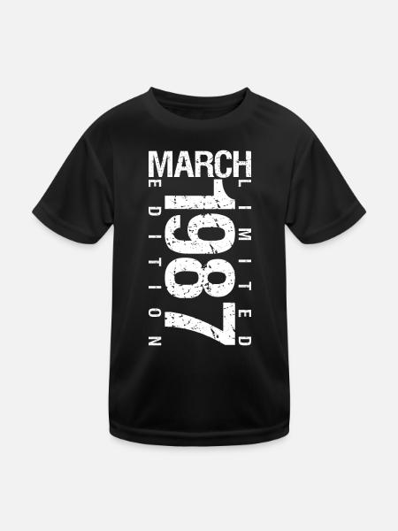 March 1987 March Anniversary March 1987 - Kids Functional T-Shirt - black - Front