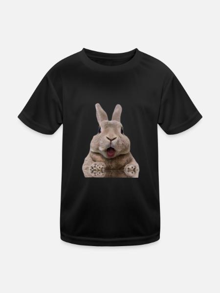 Kaninchen - Kinder Funktions-T-Shirt - Schwarz - Vorne