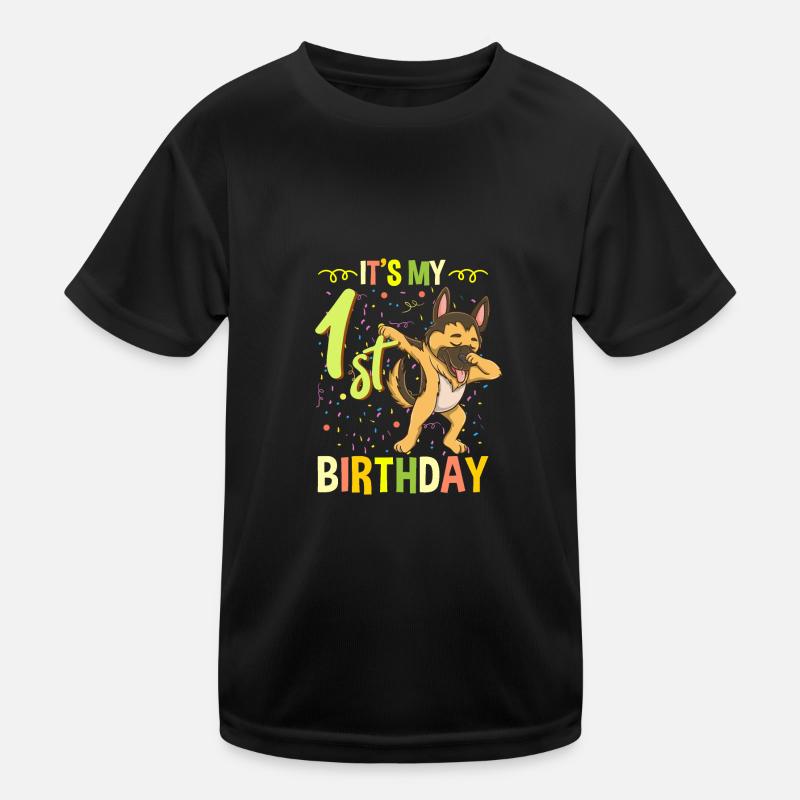 Its My 1st Birthday Dabbing German Shepherd Kids Functional T-Shirt