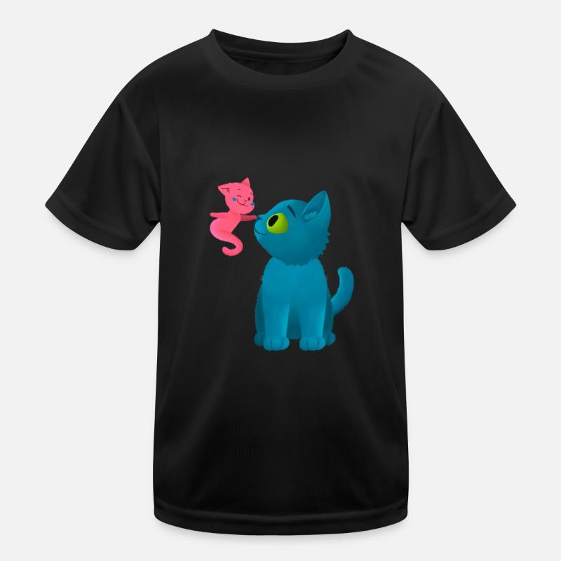 Cute Cat and Ghost Kinder Funktions-T-Shirt