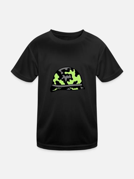 militärischen Helm militärischen Helm 2 - Kinder Funktions-T-Shirt - Schwarz - Vorne