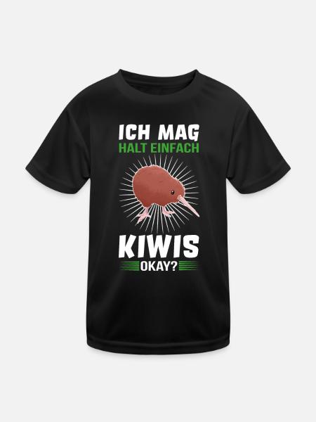 Kiwi Vogel Schnepfenstrauß Kiwis Neuseeland lustig - Kinder Funktions-T-Shirt - Schwarz - Vorne