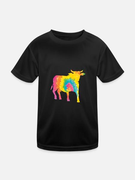Büffel Rind Ochsen - Kinder Funktions-T-Shirt - Schwarz - Vorne