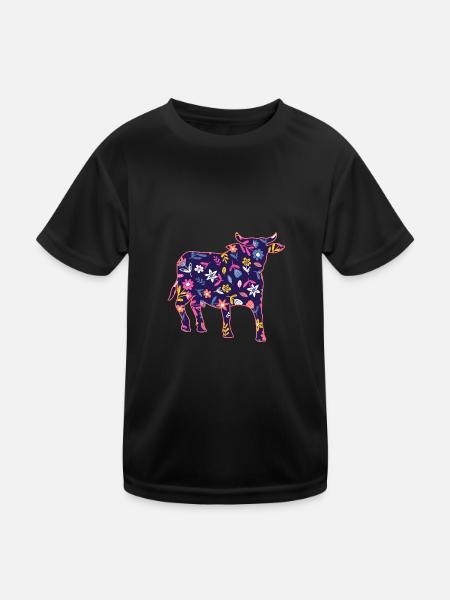 Büffel Rind Ochsen - Kinder Funktions-T-Shirt - Schwarz - Vorne