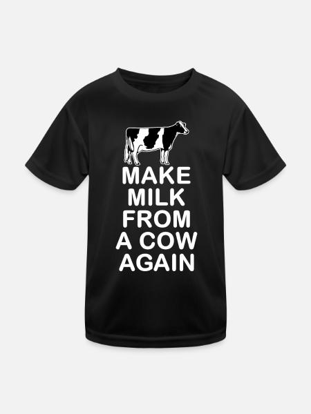 Refaire du lait d’une vache - T-shirt sport Enfant - noir - Devant