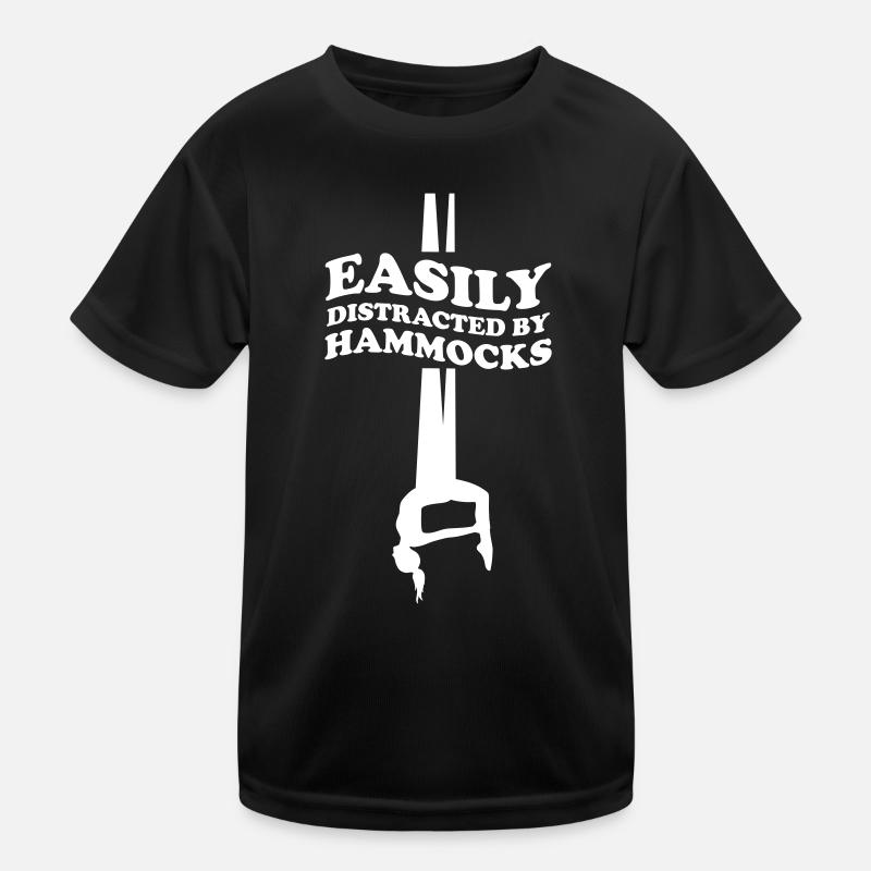 Easily DIstracted By Hammocks Aerial Yoga Hammock Kids Functional T-Shirt