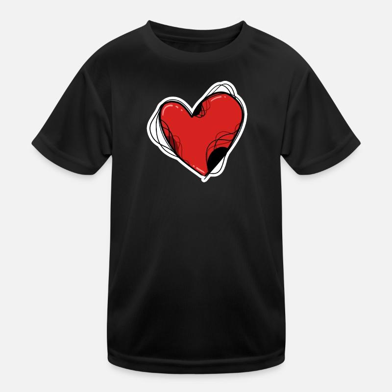 Rotes Herz Kinder Funktions-T-Shirt