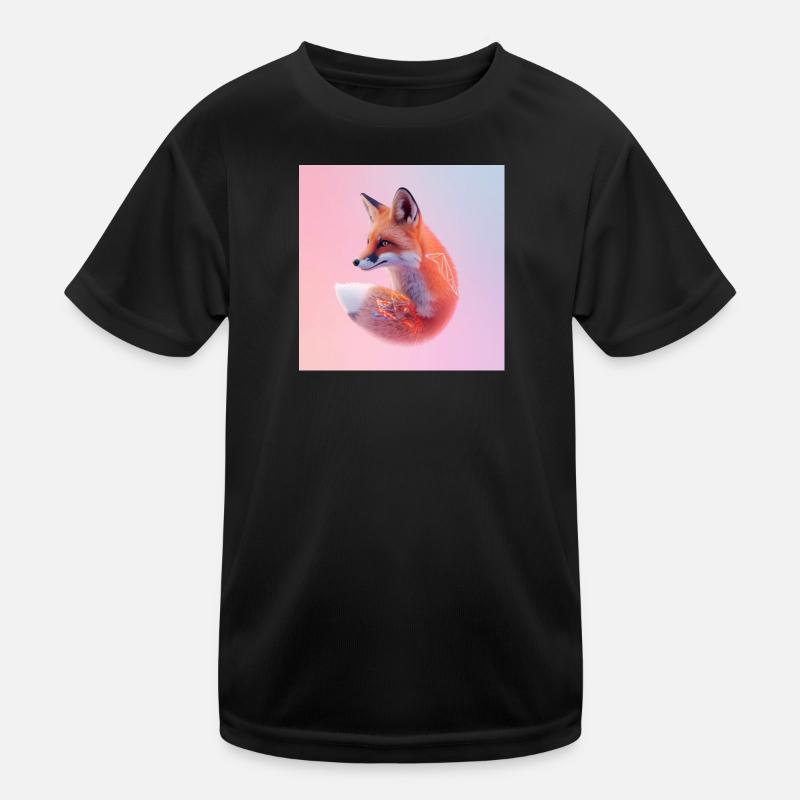 Pastel geometric neon fox - Kids Functional T-Shirt - black
