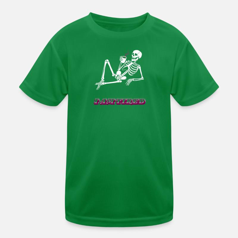 I am tired- Retro Neon Coffee Skeleton Kids Functional T-Shirt