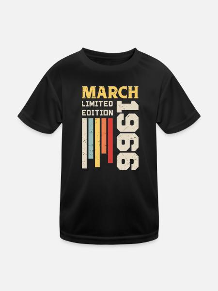 March 1966 - Birthday Gift March 1966 Anniv - Kids Functional T-Shirt - black - Front