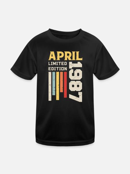 April 1987 - Birthday gift April 1987 April - Kids Functional T-Shirt - black - Front