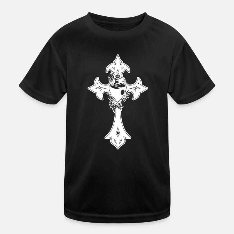 Gothic cross - Kids Functional T-Shirt - black