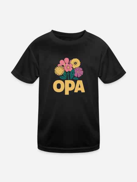 Opa Blumen Gartenfreude Geburtstag Liebe - Kinder Funktions-T-Shirt - Schwarz - Vorne