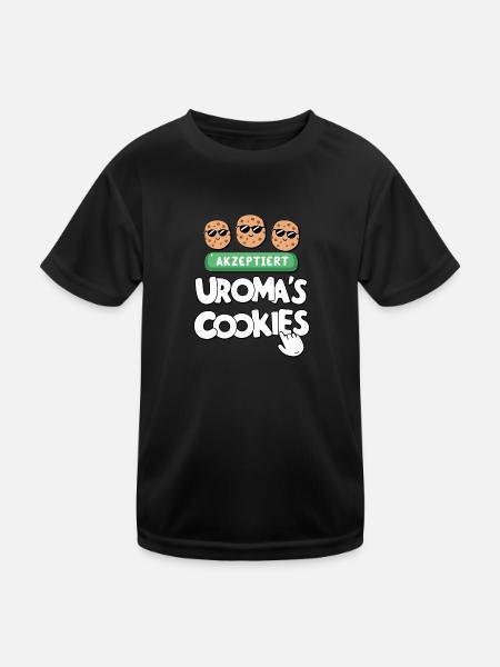 Uromas Cookies Akzeptiert Lustig Uroma Geburtstag - Kinder Funktions-T-Shirt - Schwarz - Vorne