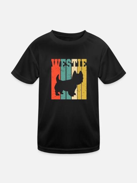 West Highland White Terrier Retro Geschenk - Kinder Funktions-T-Shirt - Schwarz - Vorne