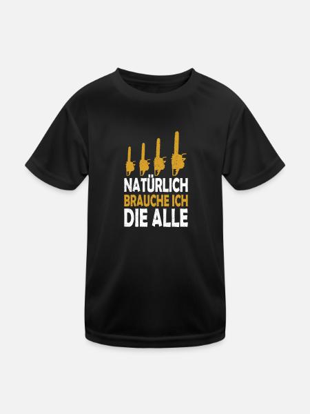 Holzfäller Kettensäge Spruch Geschenk - Kinder Funktions-T-Shirt - Schwarz