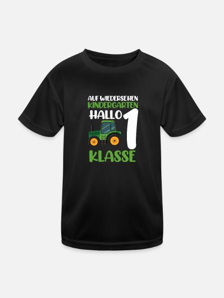 Schulkind Traktor Einschulung Geschenk - Kinder Funktions-T-Shirt - Schwarz - Vorne
