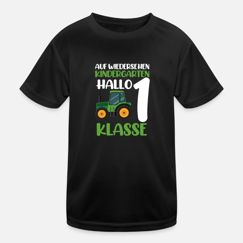 Schulkind Traktor Einschulung Geschenk - Kinder Funktions-T-Shirt - Schwarz