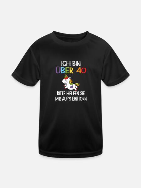 40. Geburtstag Frau 40 Jahre Einhorn Geschenk - Kinder Funktions-T-Shirt - Schwarz