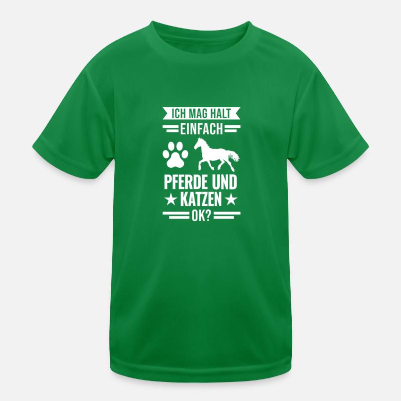 Pferde Katzen Reiterin Geschenk Kinder Funktions-T-Shirt