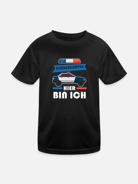 Kindergartenkind Kindergartenanfänger Polizei - Kinder Funktions-T-Shirt - Schwarz - Vorne