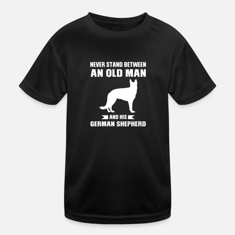 German Shepherd Old Man German - Kids Functional T-Shirt - black