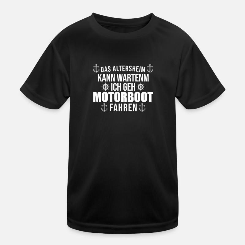 Motorboot Bootsfahrer Bootsfahrten Geschenk - Kinder Funktions-T-Shirt - Schwarz
