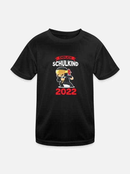 Schulkind 2022 Einschulung Ninja Geschenk - Kinder Funktions-T-Shirt - Schwarz - Vorne
