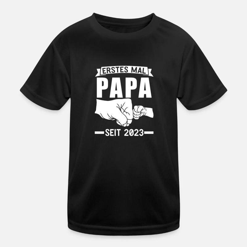 Papa 2023 Werdender Papa Geschenk - Kinder Funktions-T-Shirt - Schwarz